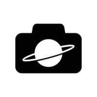 logotipo câmera planeta ícone minimalista vetor símbolo design plano