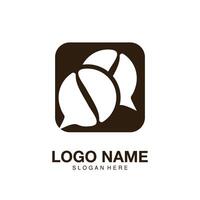 logotipo café conversando ícone minimalista símbolo vetorial design plano vetor