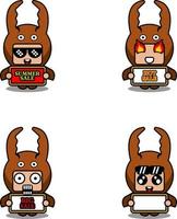 vetor personagem de desenho animado bonito lutando besouro animal mascote conjunto coleção de pacotes de venda de verão