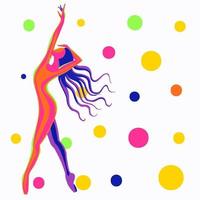 abstrato multicolorido com uma dançarina com balões. ilustração vetorial em um fundo branco.