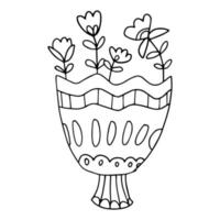 buquê de flores de doodle desenhado à mão dos desenhos animados com flores. presente para comemoração. vetor
