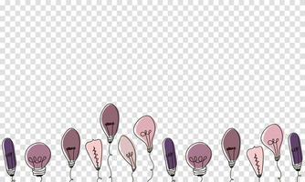 doodle de lâmpadas. conjunto de ícones de borrões de luz coloridos. coleção de doodle de lâmpadas criativas. ilustração vetorial vetor