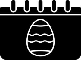 calendário com vetor de ícone de glifo de ovo de páscoa