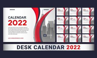 modelo de calendário de mesa mensal para o ano de 2022 vetor