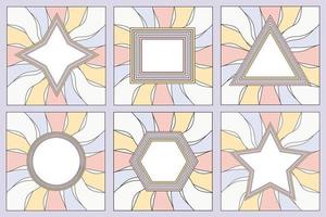 conjunto de armações de arco-íris no estilo hippie dos anos 1970. padrões retro vintage anos 70 groove. coleção de moldura redonda, estrela, losango e quadrado. ilustração vetorial design isolado. vetor