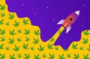 foguete e gás quente com cannabis. ilustração moderna. vetor