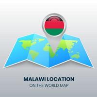 ícone de localização do malawi no mapa do mundo vetor