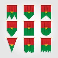 bandeira de burkina faso em diferentes formas vetor