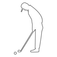 ícone de linha de contorno de contorno de jogador de golfe cor preta ilustração vetorial imagem estilo plano fino vetor