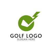 modelo de logotipo de ilustração vetorial de golfe com sinal de relâmpago vetor