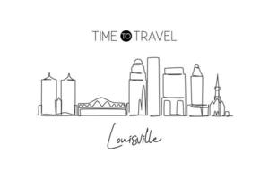 uma linha contínua desenhando o horizonte da cidade de louisville, kentucky. belo marco. cartaz de férias de viagens de turismo de paisagem mundial. ilustração vetorial de design de desenho de linha única de traço elegante editável vetor