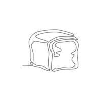 um único desenho de linha de ilustração gráfica de vetor de logotipo de loja de pão branco saboroso fresco on-line. conceito de distintivo de menu de café da manhã de padaria. logotipo de comida diária de design de desenho de linha contínua moderno