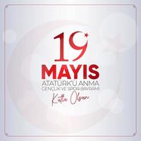 19 mayis ataturk'u anma, genclik ve spor bayrami. 19 de maio comemoração do dia de ataturk, juventude e esportes. vetor