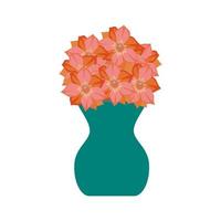 flores de laranja ilustração plana colorida em um vaso de cor esmeralda vetor