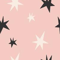 padrão simples infantil sem costura para crianças com estrelas fofas em estilo moderno em um fundo rosa vetor