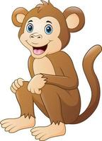 desenho de macaco fofo sentado e sorrindo vetor