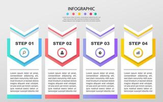 modelo de design de infográfico de negócios com 4 opções, etapas ou processos. pode ser usado para layout de fluxo de trabalho, diagrama, relatório anual, web design vetor