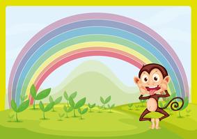 Macaco e arco-íris vetor