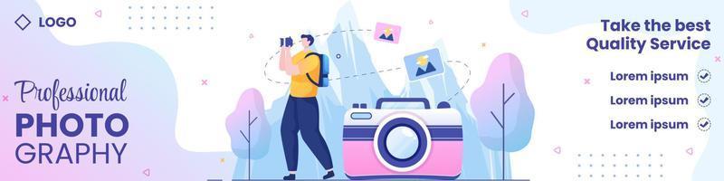 fotógrafo com câmera e equipamento de filme digital modelo de banner ilustração plana editável de fundo quadrado para mídias sociais ou web vetor