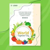modelo de cartaz do dia vegetariano mundial ilustração de design plano editável de fundo quadrado adequado para mídias sociais ou cartão de cumprimentos vetor