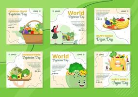 ilustração de design plano de modelo de postagem de dia vegetariano mundial editável de fundo quadrado adequado para mídias sociais ou cartão de cumprimentos vetor