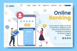 aplicativo de e-banking online, carteira ou modelo de página de destino de cartão de crédito bancário ilustração plana editável de fundo quadrado para transferência e pagamento de mídia social vetor