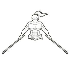 vetor gráfico de lutador japonês guerreiro samurai