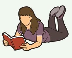 uma mulher sentada e lendo um livro vetor