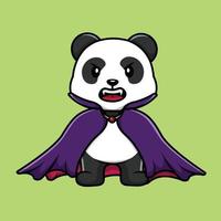 ilustração de ícone de vetor dos desenhos animados de vampiro bonito panda. animal fantasia ícone conceito isolado vetor premium. estilo de desenho animado plano