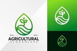modelo de ilustração vetorial de design de logotipo de identidade de marca de gota de natureza agrícola vetor