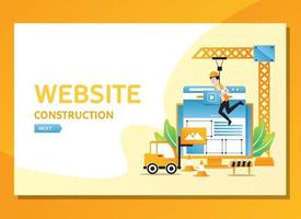 construção de site com homem trabalhando vetor