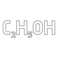 fórmula química c2h5oh etanol álcool etílico contorno ícone de contorno ícone de ilustração vetorial de cor preta imagem de estilo plano vetor