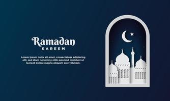 fundo de ramadan kareem com mesquita branca. ilustração vetorial. vetor