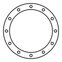 junta de borracha com furos de vedação de ilhós vazamento o-ring reten contorno de contorno ícone de ilustração vetorial de cor preta imagem de estilo plano vetor