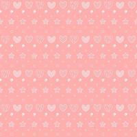 padrão sem emenda romântico com um coração. feliz Dia dos namorados. corações de contorno branco, pontos e estrelas em um fundo rosa. vetor