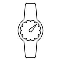 relógio de pulso relógio de mão relógio cronômetro contorno contorno ícone ilustração vetorial de cor preta imagem de estilo plano vetor