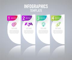 Elementos de infográficos com 4 etapas para o conceito de apresentação, gráfico de planejamento de negócios, processamento de cronograma. ilustração do vetor