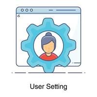 avatar dentro da engrenagem representando o ícone de configuração do usuário vetor