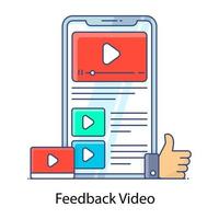 revisar comentários, ícone de contorno plano do vídeo de feedback