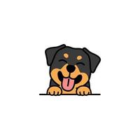 lindo cachorrinho rottweiler sorrindo desenho animado, ilustração vetorial vetor