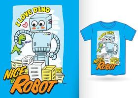 ilustração de robô para camiseta vetor