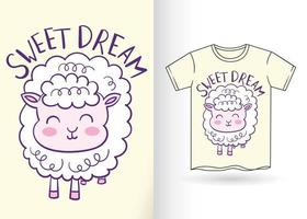 ovelhas fofas desenhadas à mão para camiseta vetor