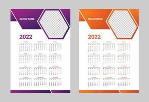 projeto corporativo de calendário 2022. design de calendário de ano novo 2022 vetor