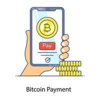 vetor de contorno plano de pagamento digital bitcoin