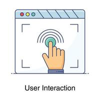 ícone de tecnologia moderna de toque de dedo, vetor de interação do usuário