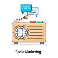 um ícone de contorno plano moderno de marketing de rádio vetor