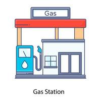 ícone plano de posto de gasolina, estação de serviço vetor