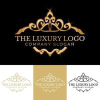 modelo de logotipo dourado com estilo vintage e luxo vetor