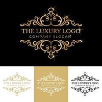 logotipo caligráfico vitoriano de luxo retrô antigo com moldura ornamental vetor