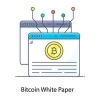 dinheiro eletrônico, vetor preenchido de papel branco bitcoin